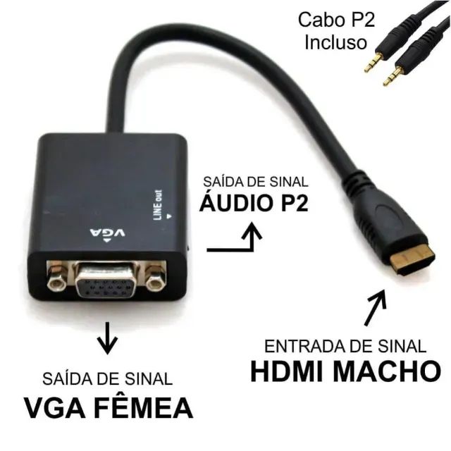 Cabo Adaptador Conversor HDMI para VGA F + Audio F3 - Jc- Ad-hm/vga
