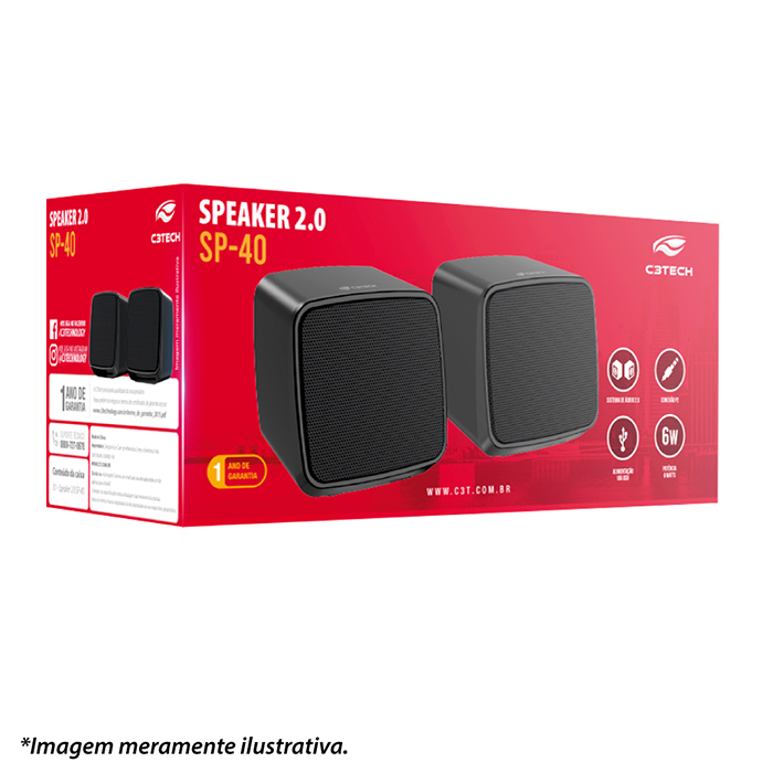 Caixa de Som para Computador, Celular e Notebook 2.0 6W RMS