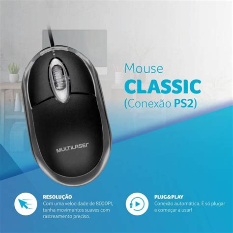 Mouse Multilaser PS2 Classic Box Preto — foto 3
